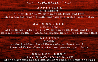 Feb 14th progressive Dinner menu.