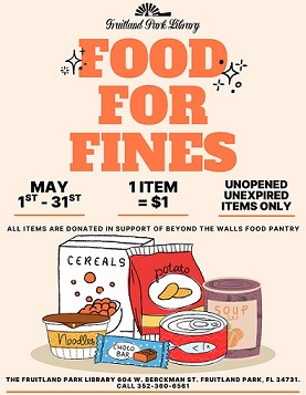 Food for fine starts may 1st to the 31st of May.